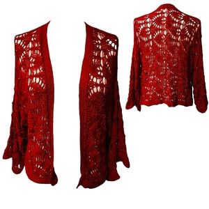 NWT BONGO Red Open Knit Cardigan Sz L